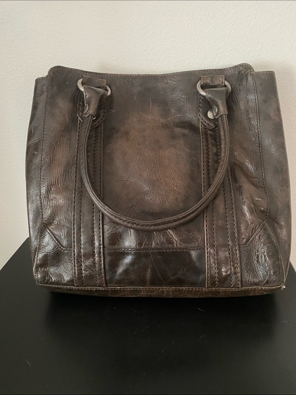 Frye Distressed Slate/Dark Brown Leather Melissa Tote